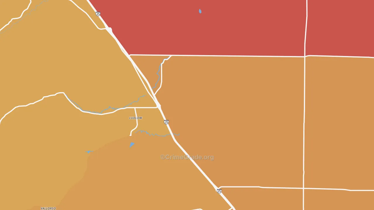 Ludlow, CO Map of Burglary Rates