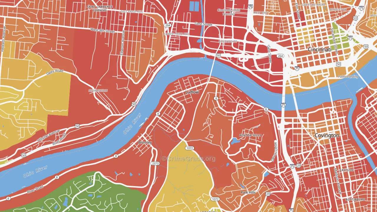 Ludlow, KY Map of Burglary Rates