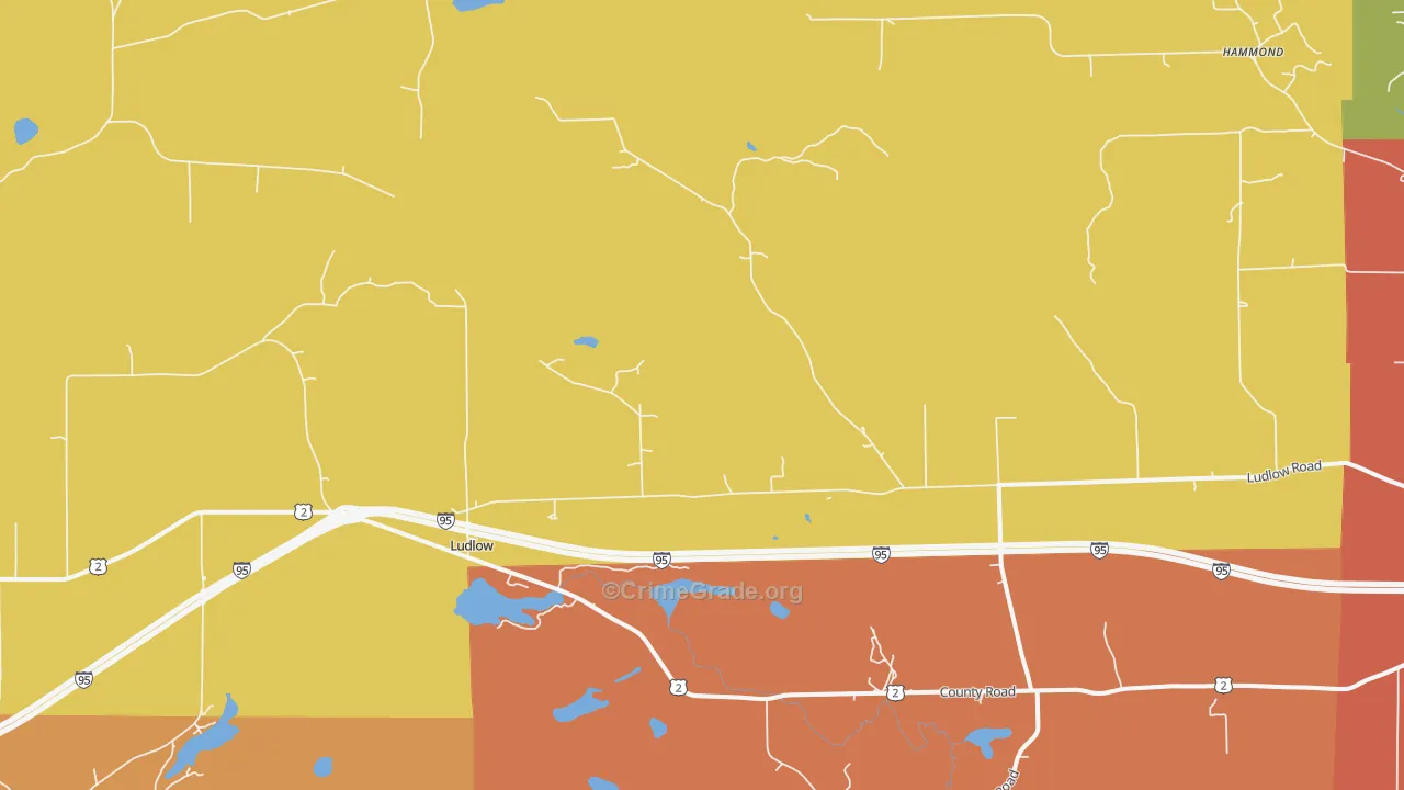 Ludlow, ME Map of Burglary Rates