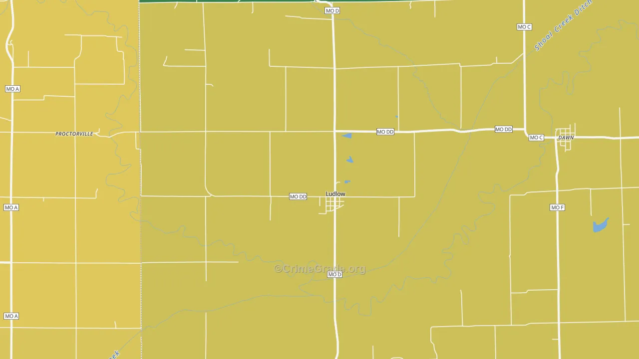 Ludlow, MO Map of Burglary Rates