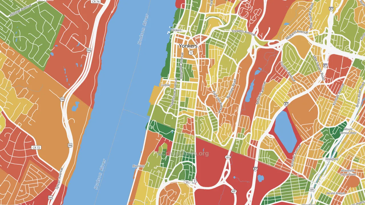 Ludlow, Yonkers, NY Map of Burglary Rates