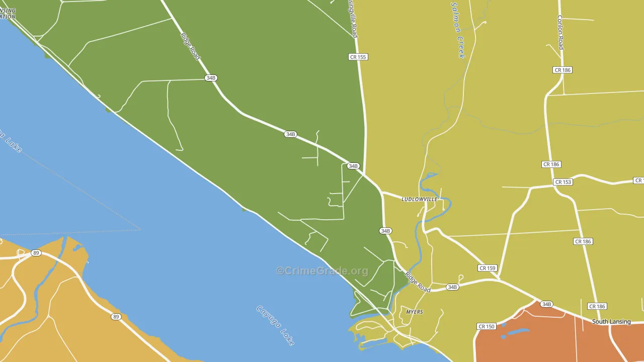 Ludlowville, NY Map of Burglary Rates