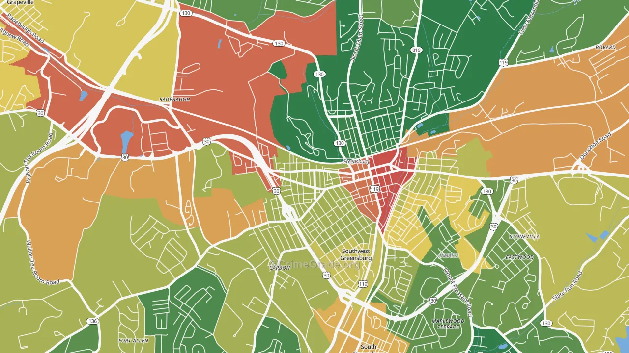 Ludwick, Greensburg, PA Map of Burglary Rates