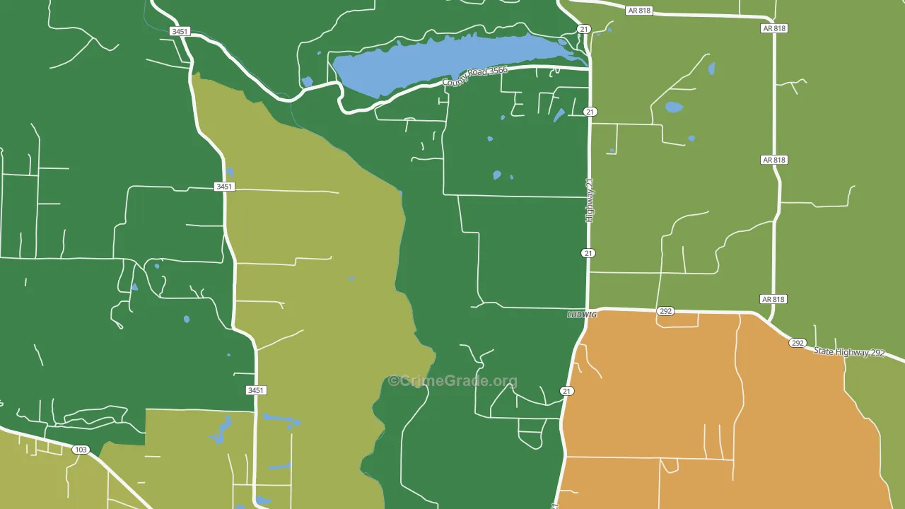 Ludwig, AR Map of Burglary Rates