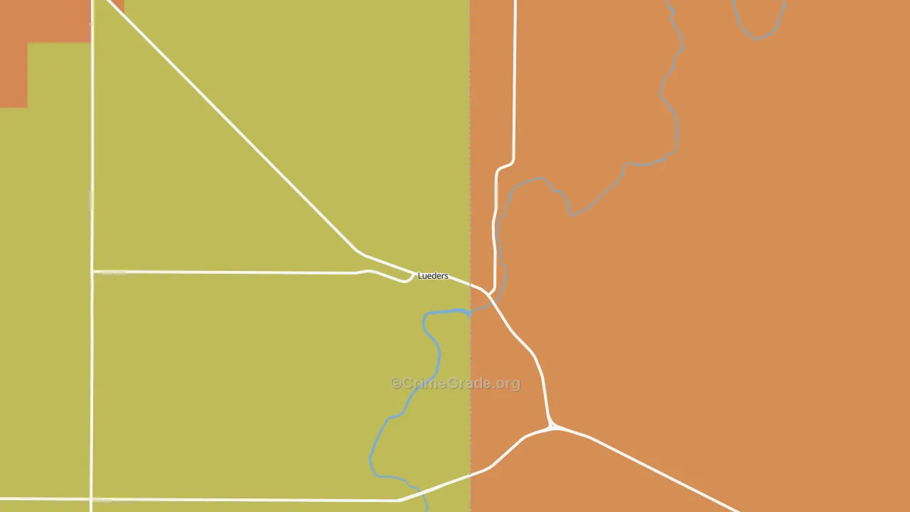 Lueders, TX Map of Burglary Rates