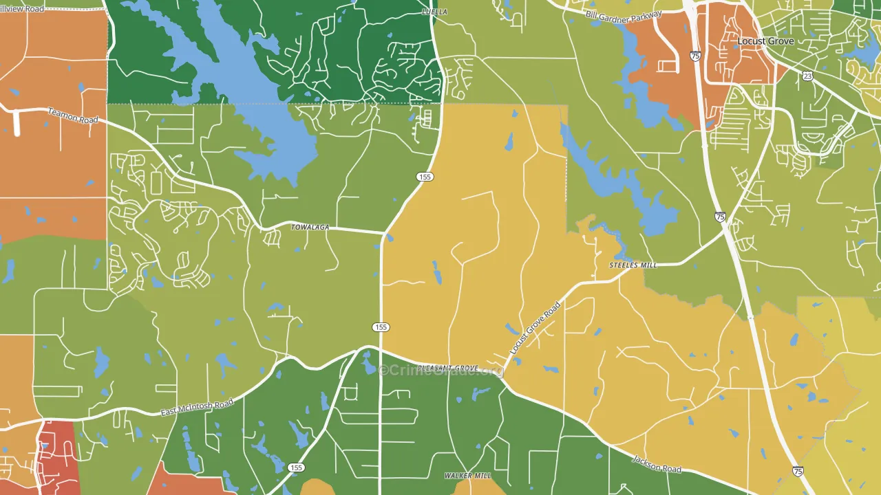 Luella, GA Map of Burglary Rates