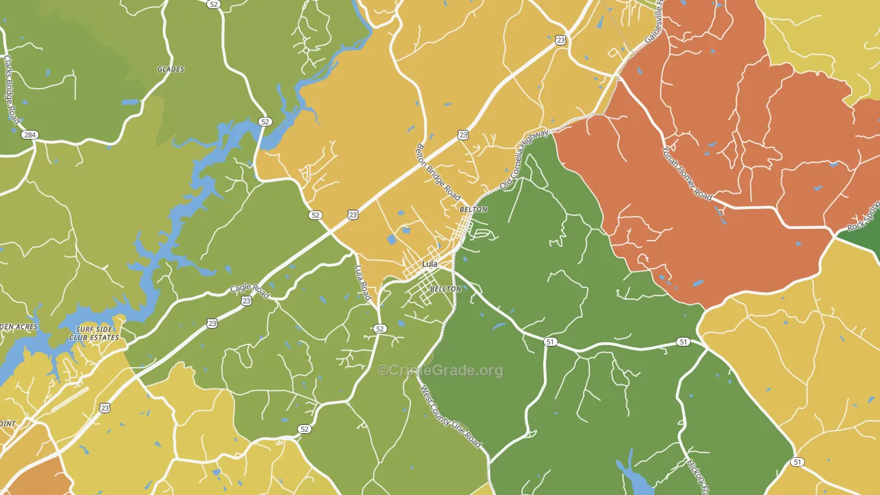 Lula, GA Map of Burglary Rates