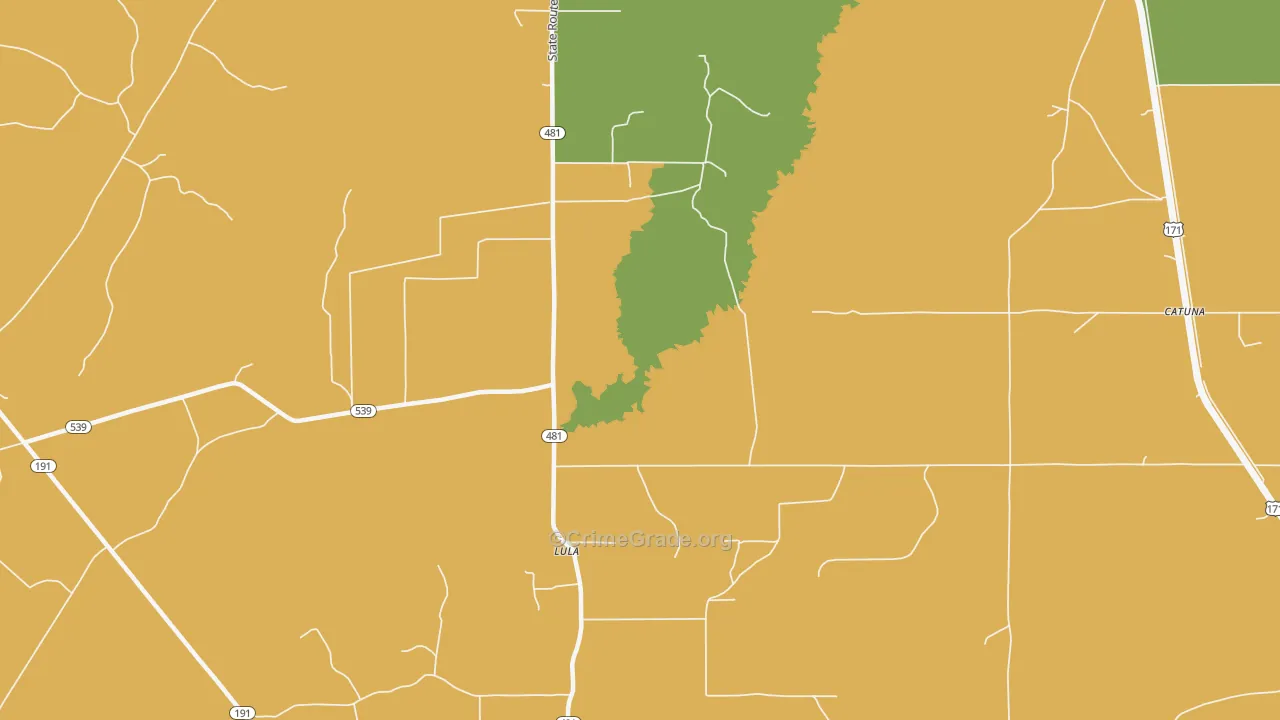 Lula, LA Map of Burglary Rates