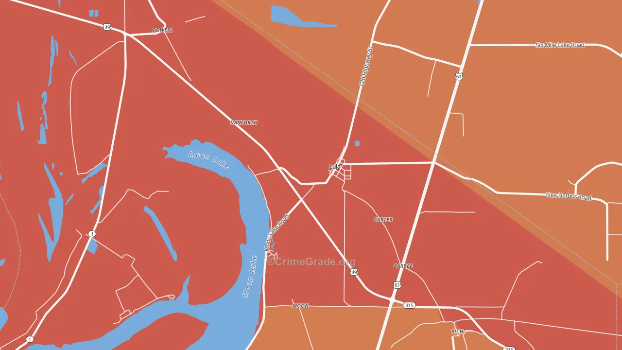 Lula, MS Map of Burglary Rates