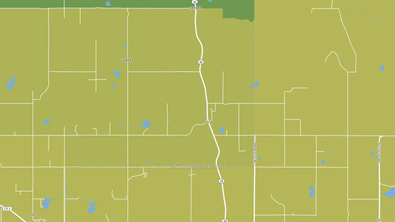 Lula, OK Map of Burglary Rates