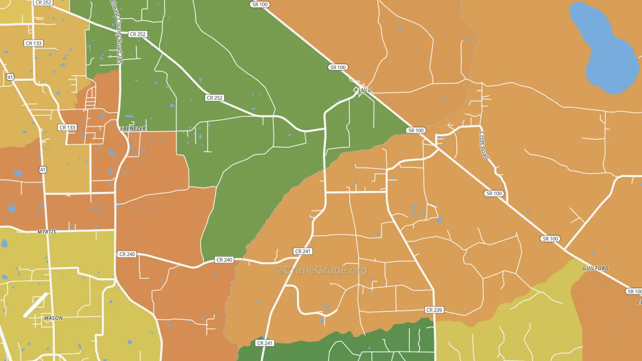 Lulu, FL Map of Burglary Rates