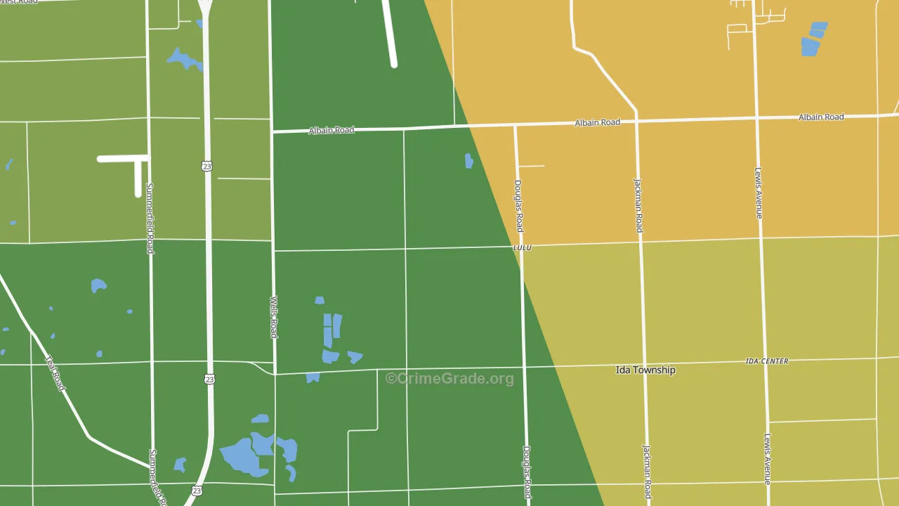 Lulu, MI Map of Burglary Rates