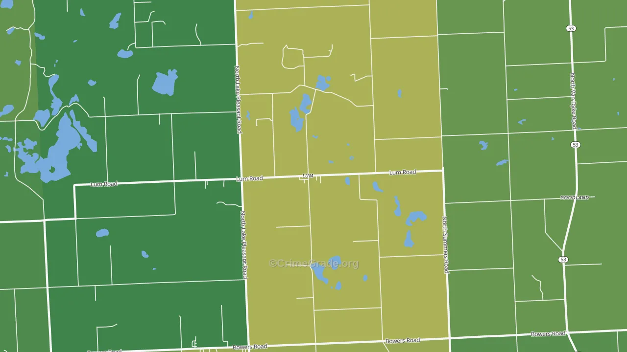 Lum, MI Map of Burglary Rates