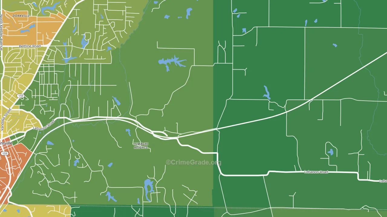Lumaghi Heights, IL Map of Burglary Rates