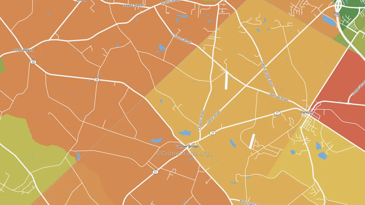 Lumber Bridge, NC Map of Burglary Rates