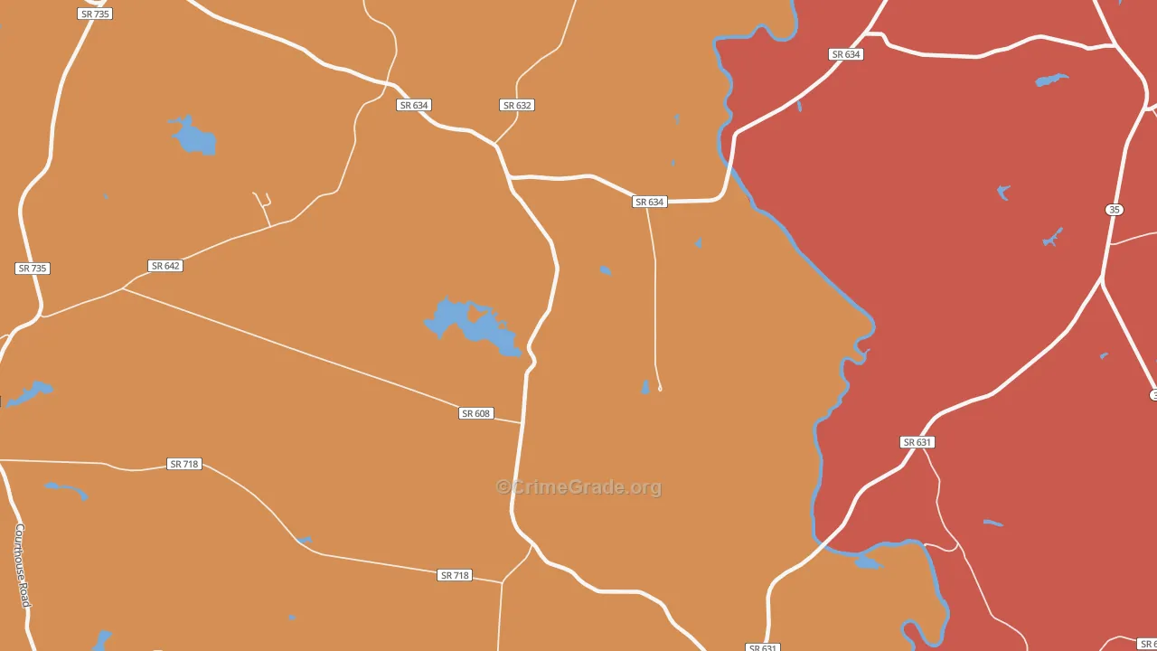 Lumberton, VA Map of Burglary Rates
