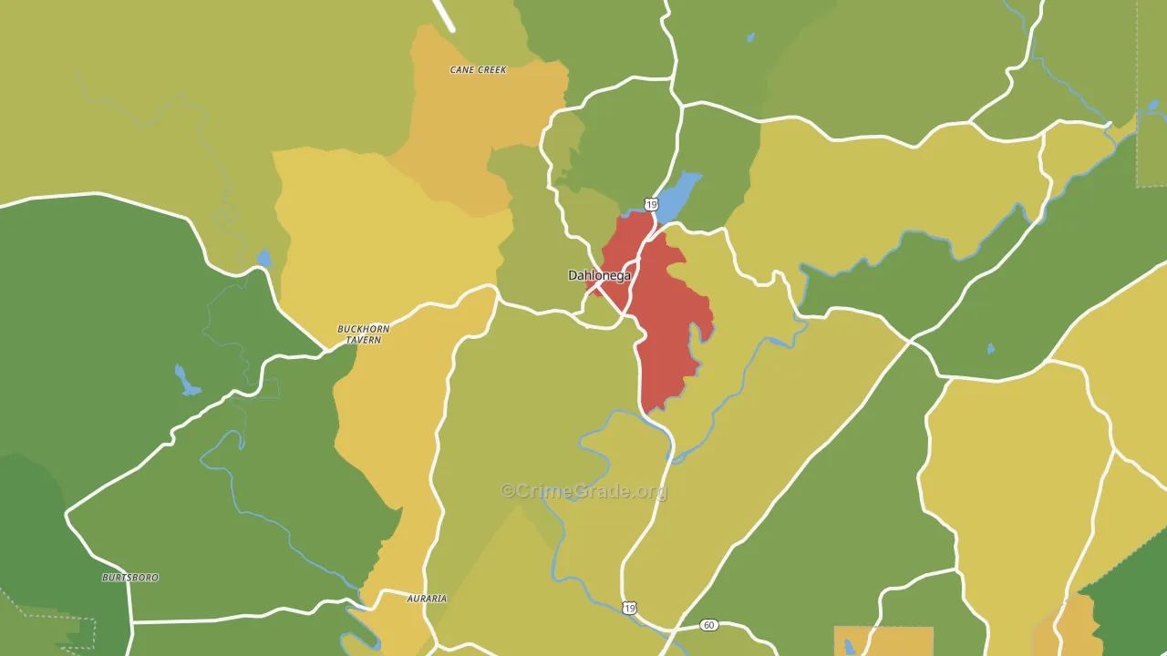 Lumpkin County, GA Map of Burglary Rates