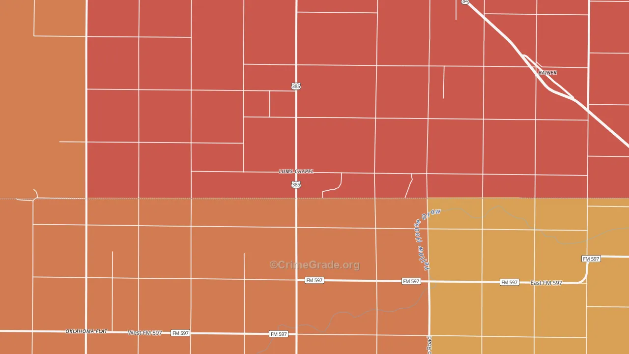 Lums Chapel, TX Map of Burglary Rates
