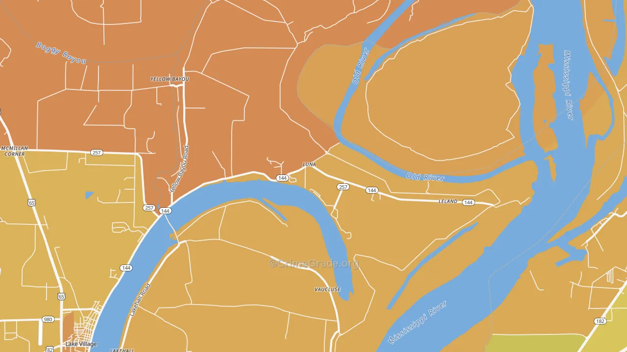 Luna, AR Map of Burglary Rates