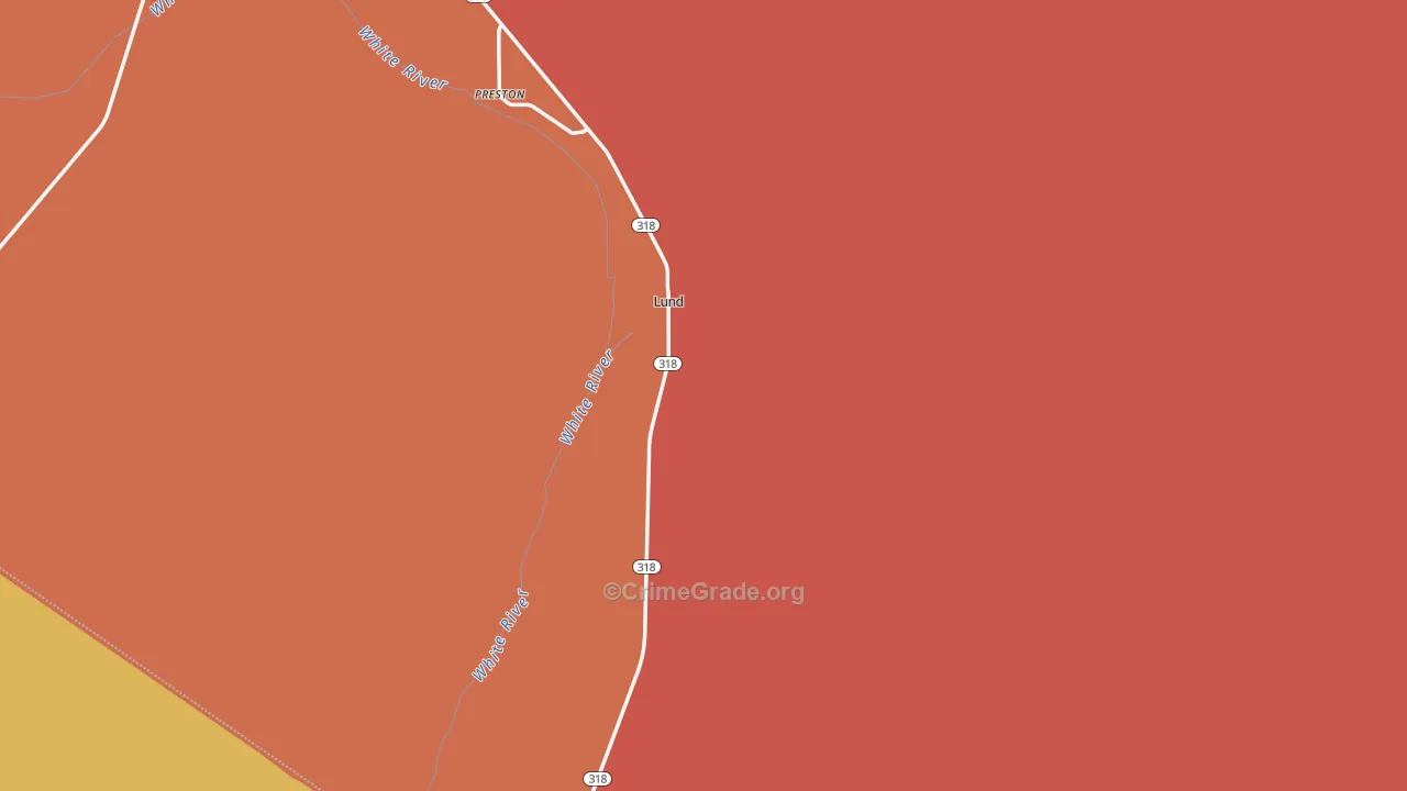 Lund, NV Map of Burglary Rates