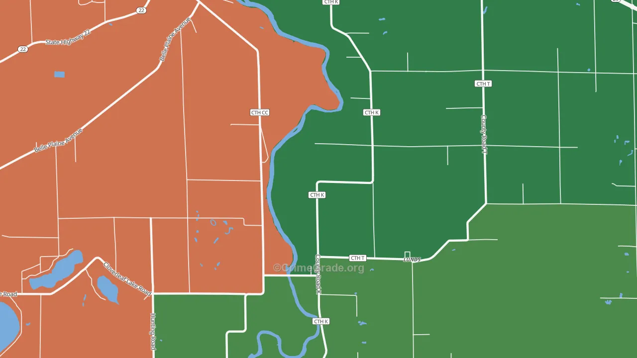 Lunds, WI Map of Burglary Rates