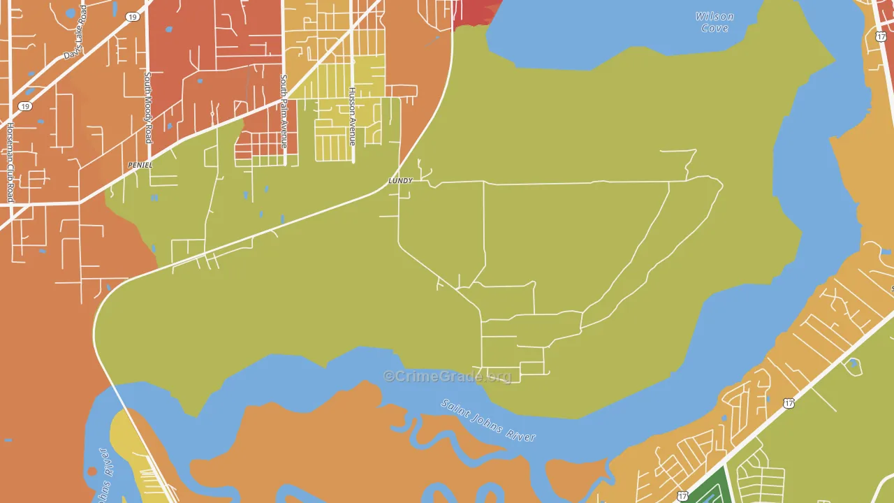 Lundy, FL Map of Burglary Rates