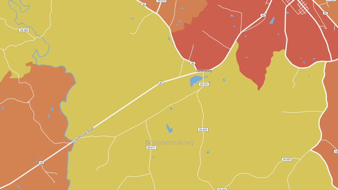 Lunenburg, VA Map of Burglary Rates