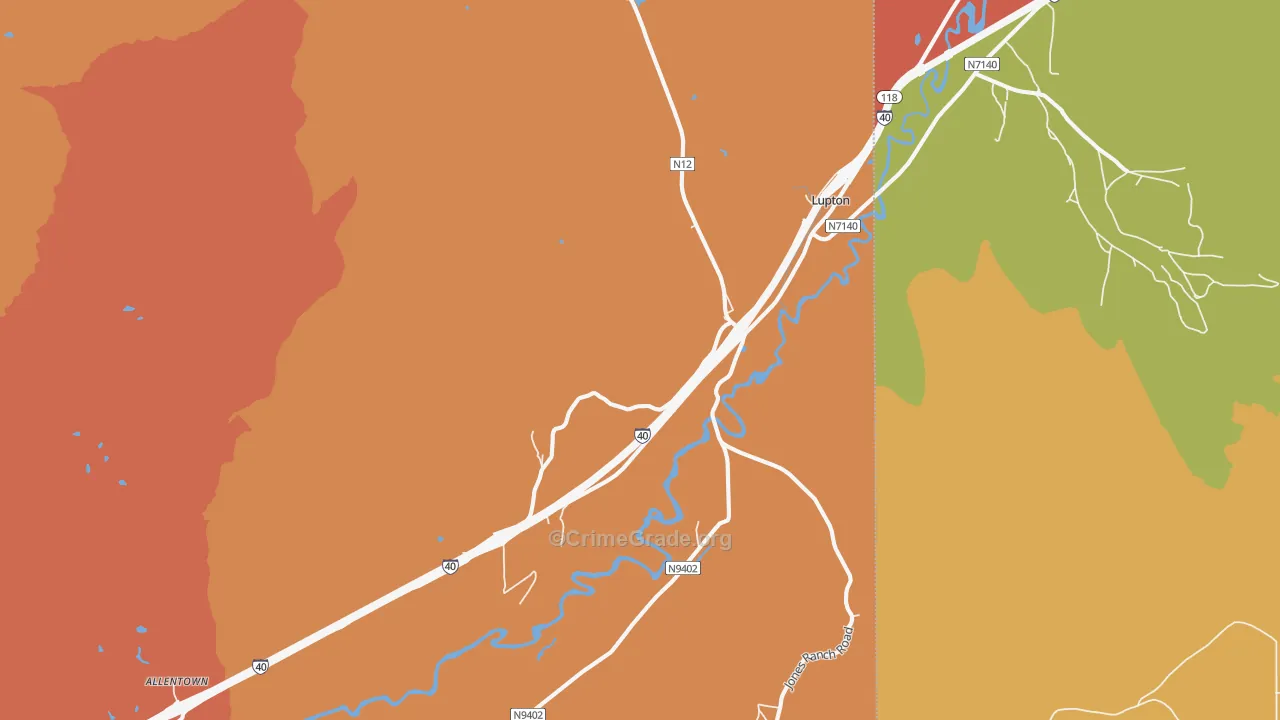 Lupton, AZ Map of Burglary Rates