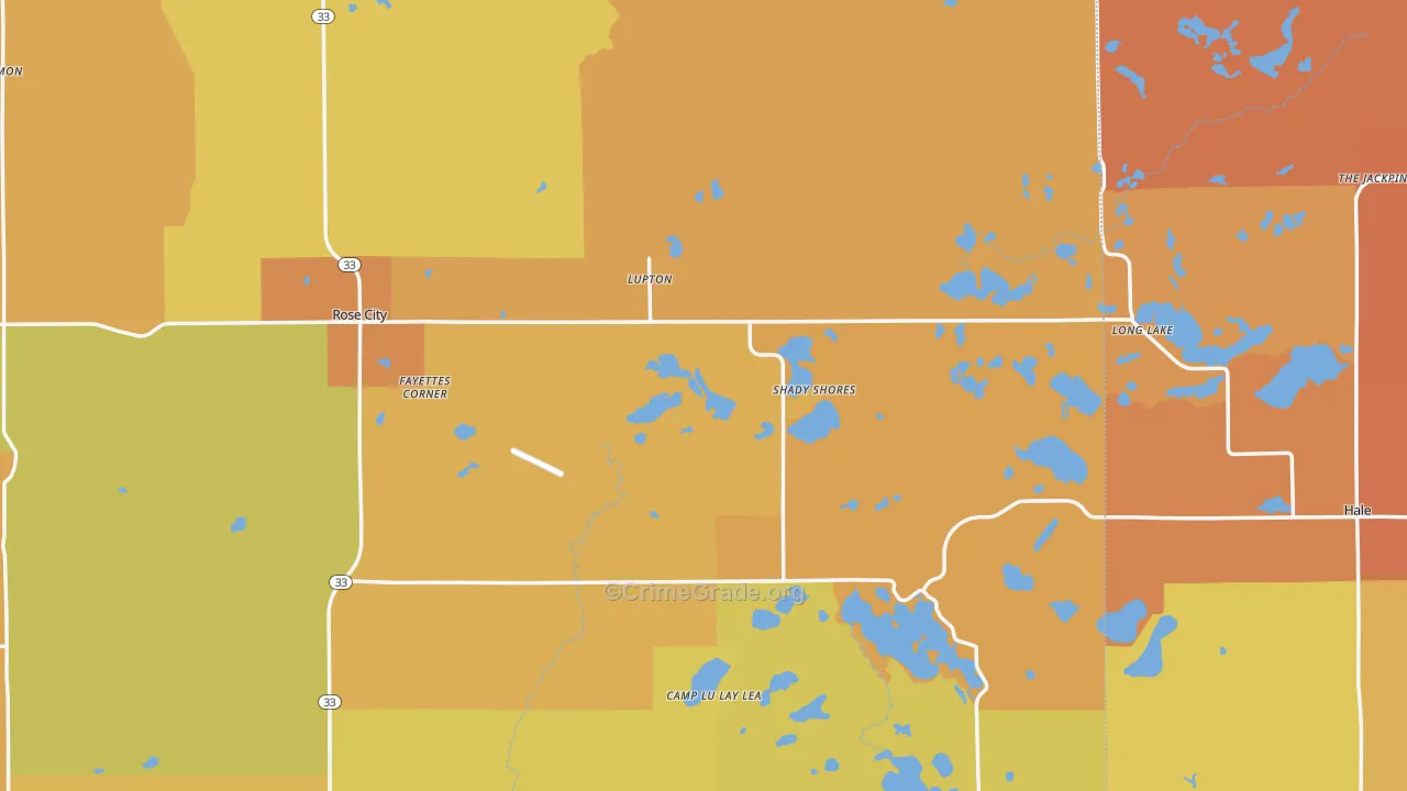 Lupton, MI Map of Burglary Rates