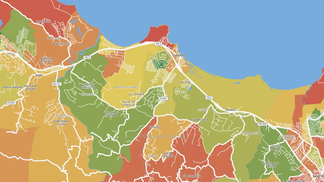 Luquillo Municipio, PR Map of Burglary Rates