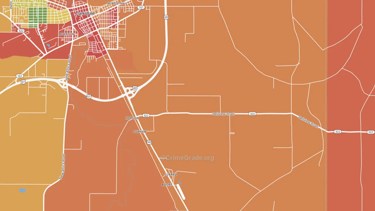 Lurand, MS Map of Burglary Rates