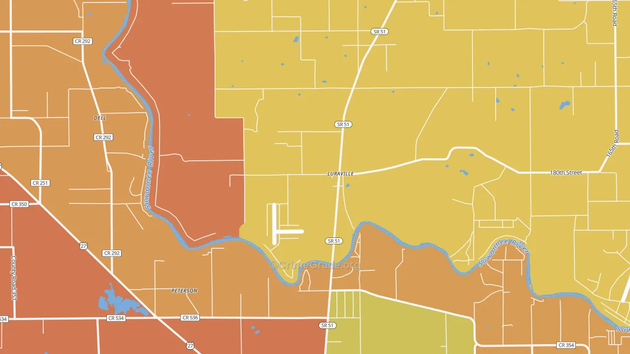 Luraville, FL Map of Burglary Rates
