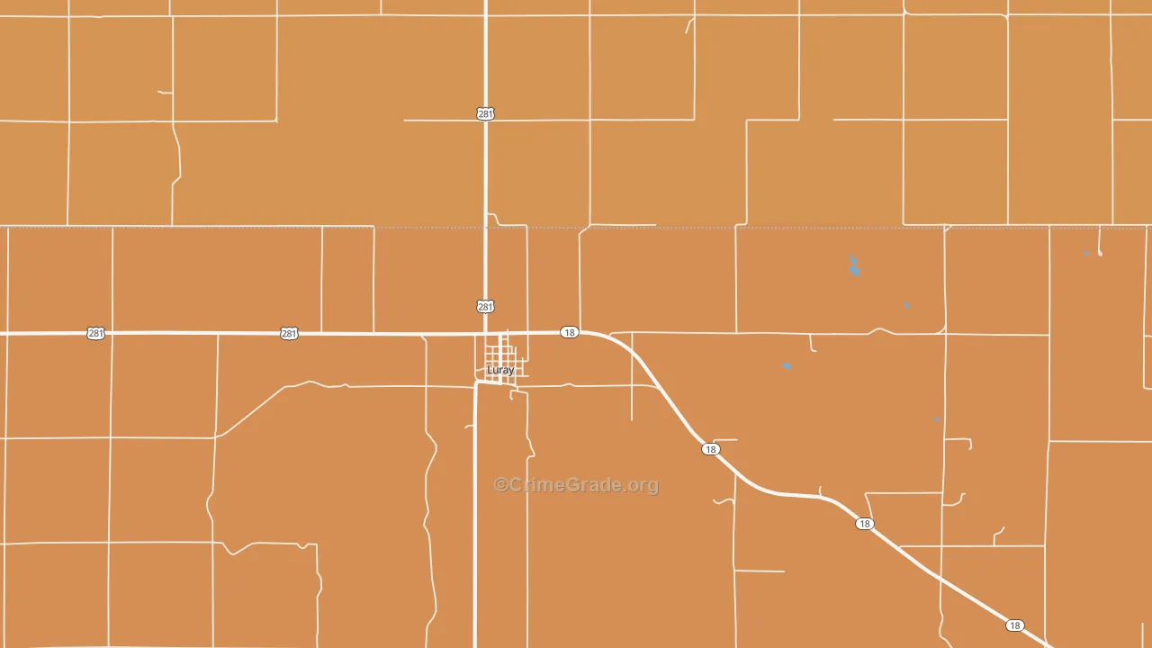 Luray, KS Map of Burglary Rates
