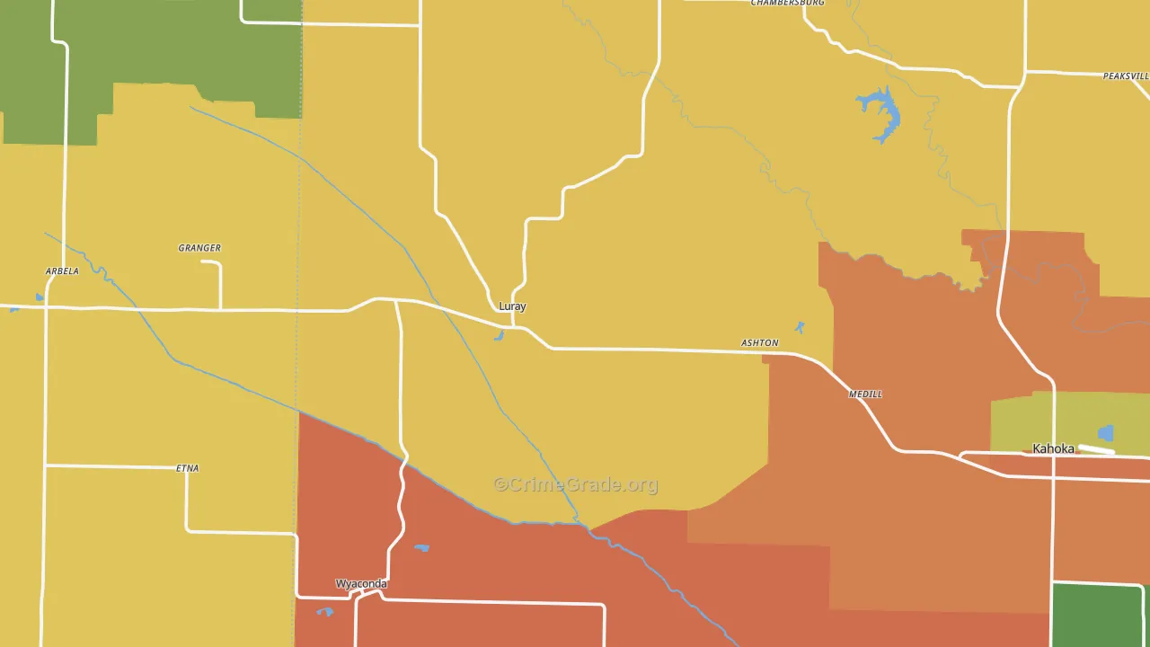 Luray, MO Map of Burglary Rates