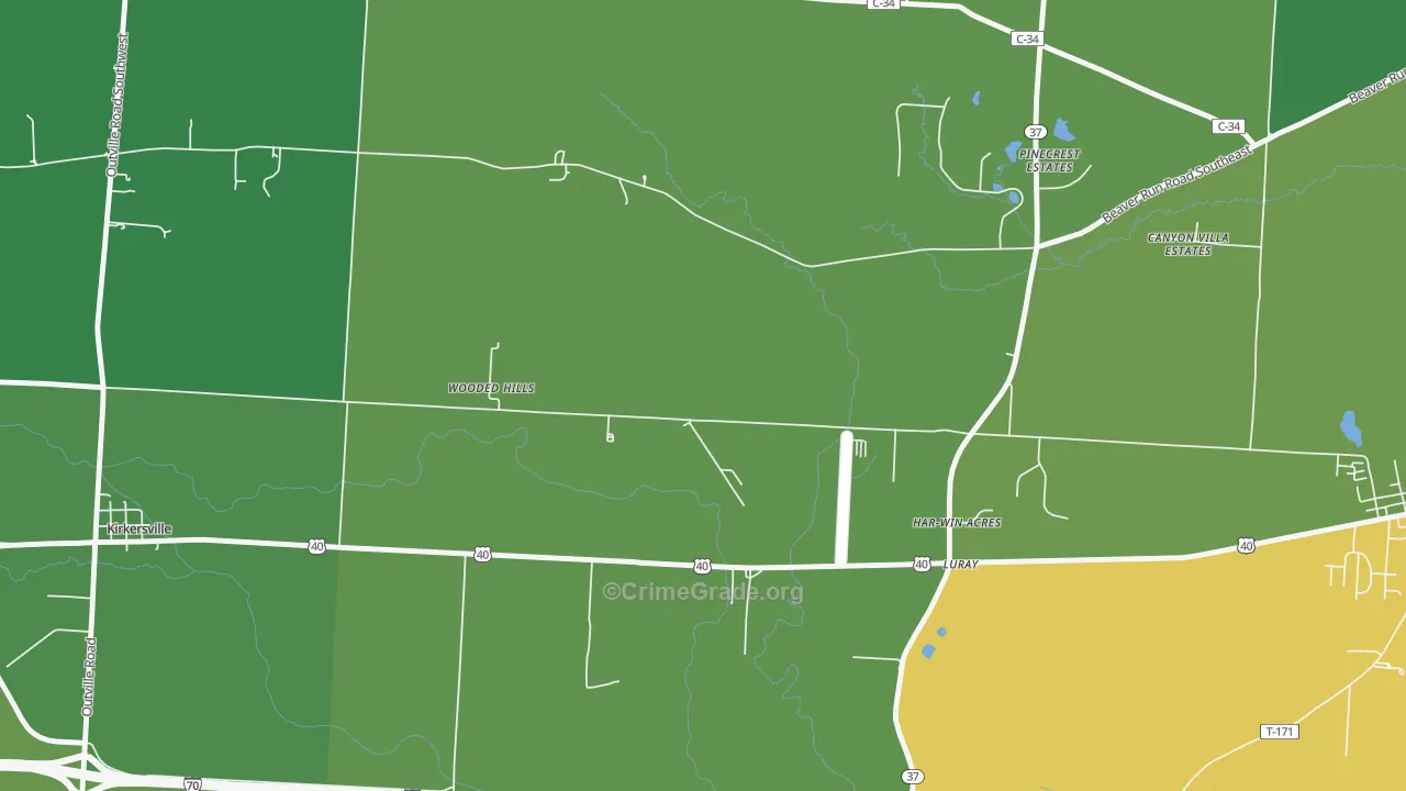 Luray, OH Map of Burglary Rates