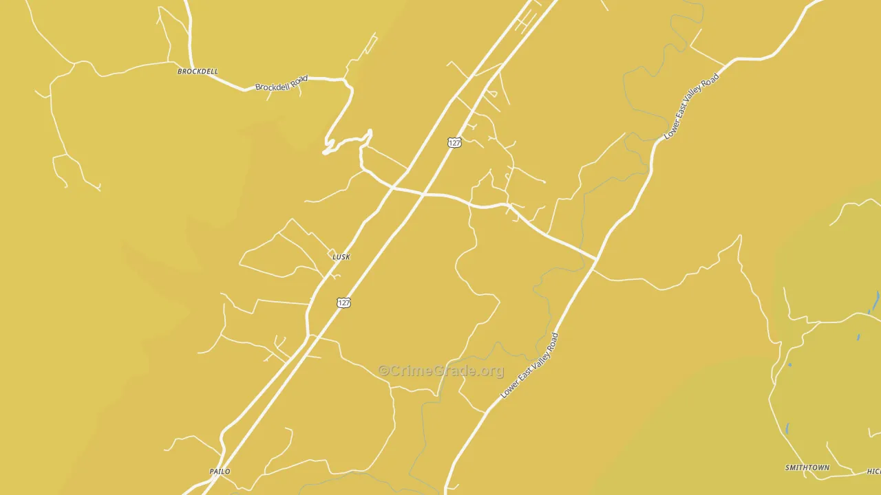Lusk, TN Map of Burglary Rates