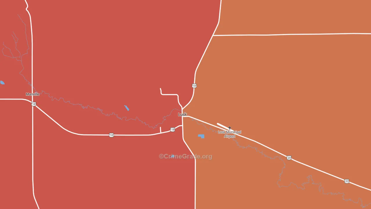 Lusk, WY Map of Burglary Rates