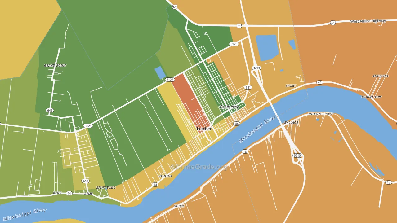 Lutcher, LA Map of Burglary Rates