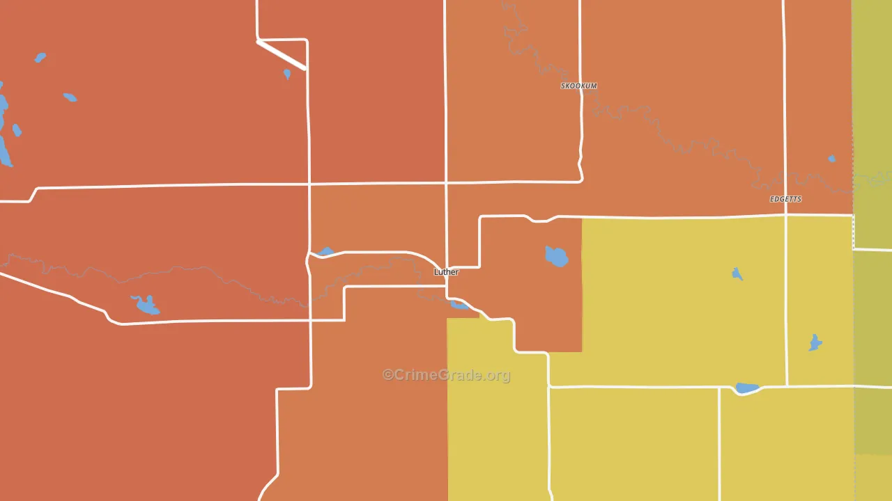 Luther, MI Map of Burglary Rates