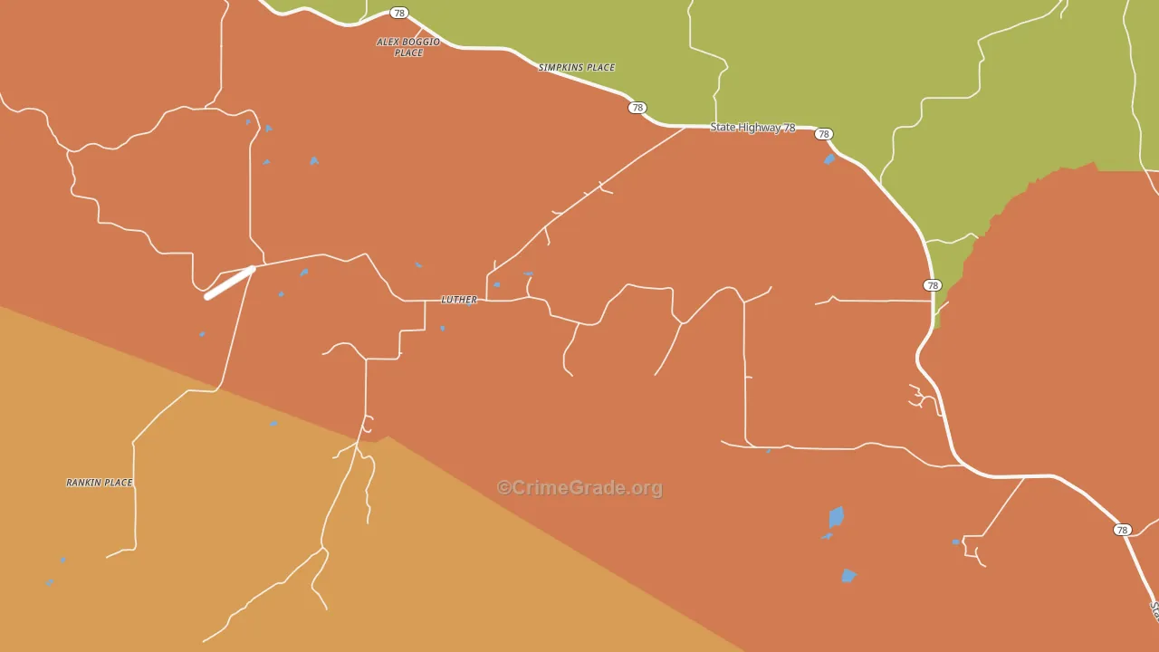 Luther, MT Map of Burglary Rates