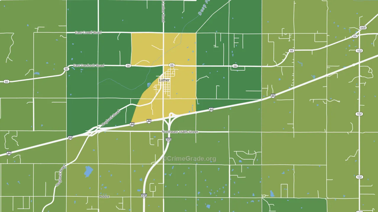 Luther, OK Map of Burglary Rates