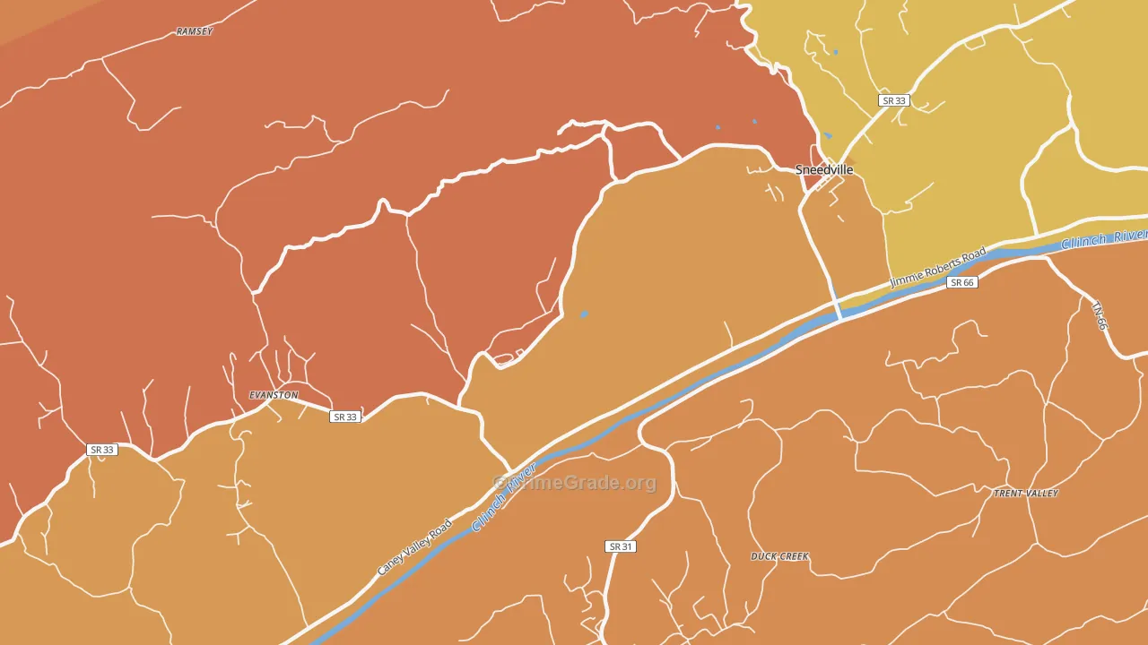 Luther, TN Map of Burglary Rates