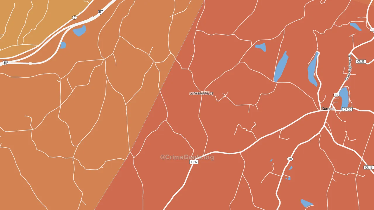 Lutheranville, NY Map of Burglary Rates