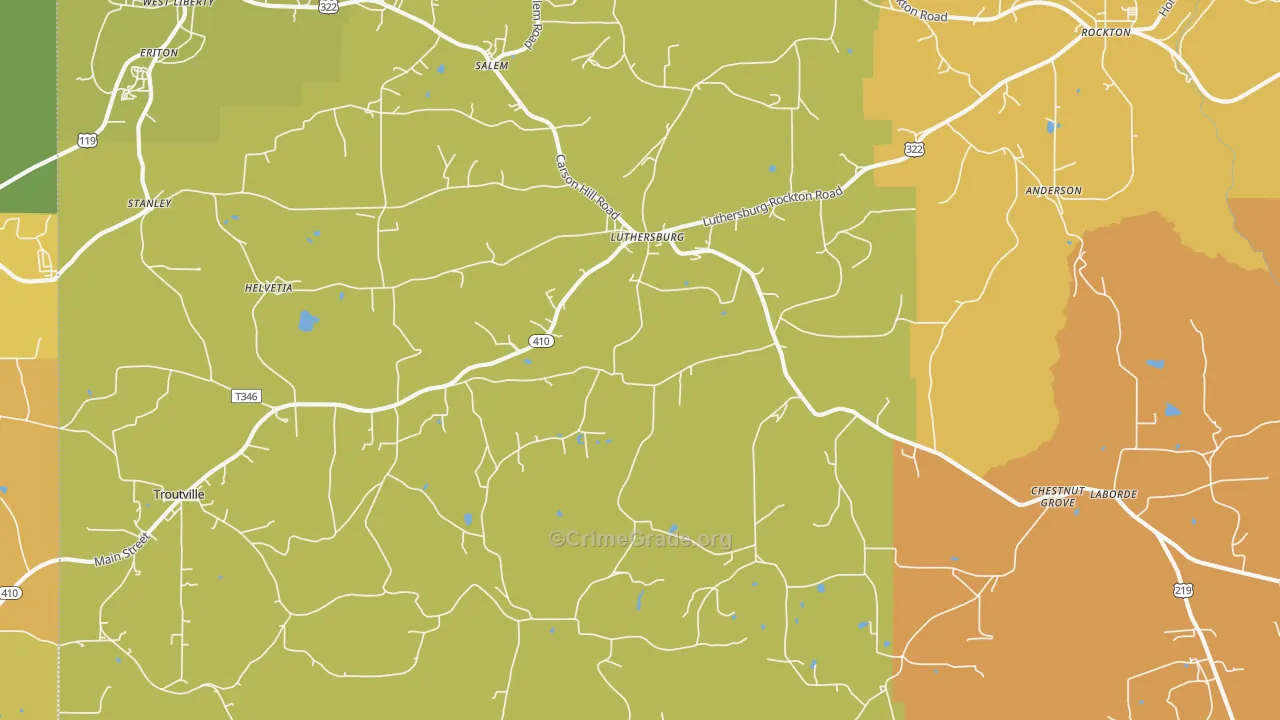 Luthersburg, PA Map of Burglary Rates