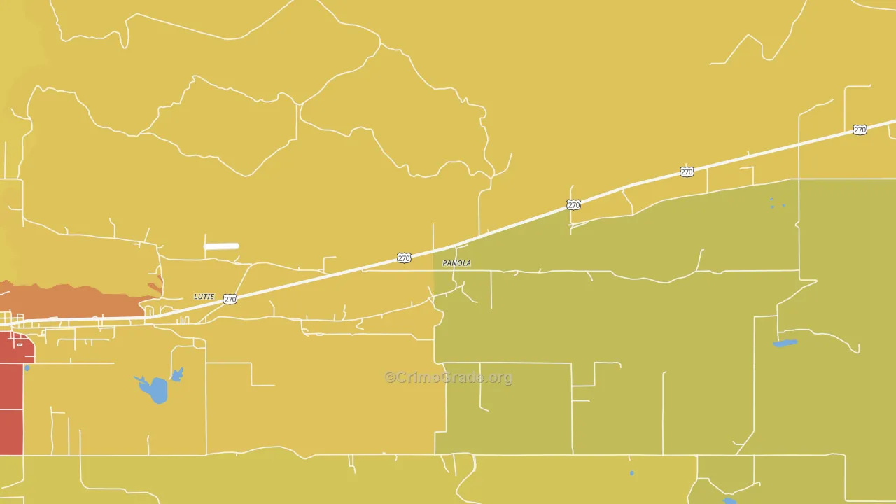 Lutie, OK Map of Burglary Rates