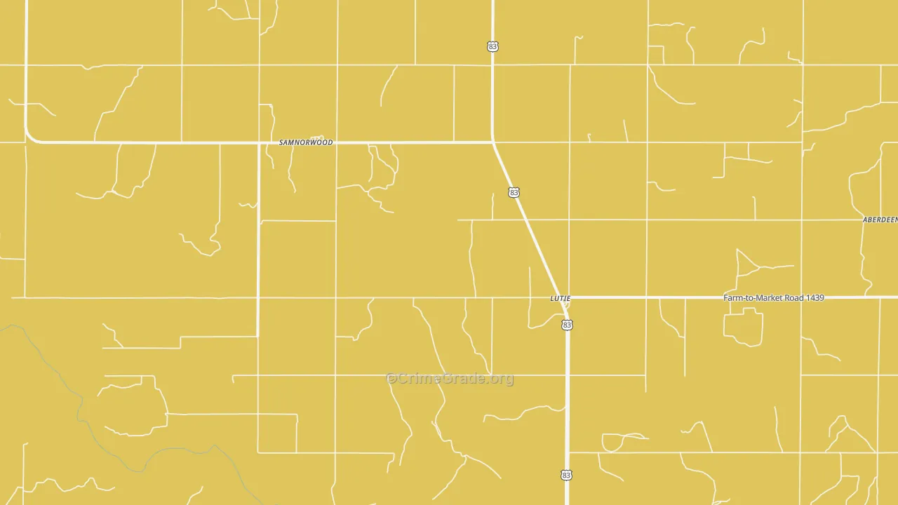 Lutie, TX Map of Burglary Rates
