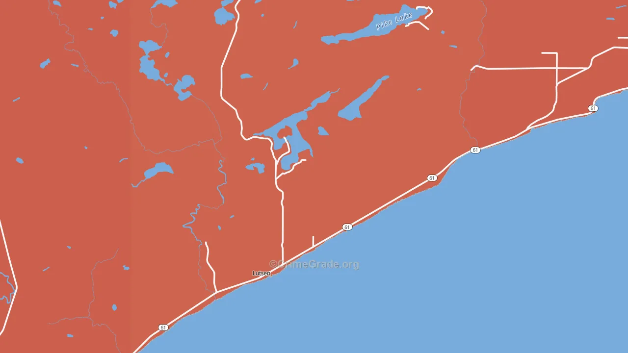 Lutsen, MN Map of Burglary Rates