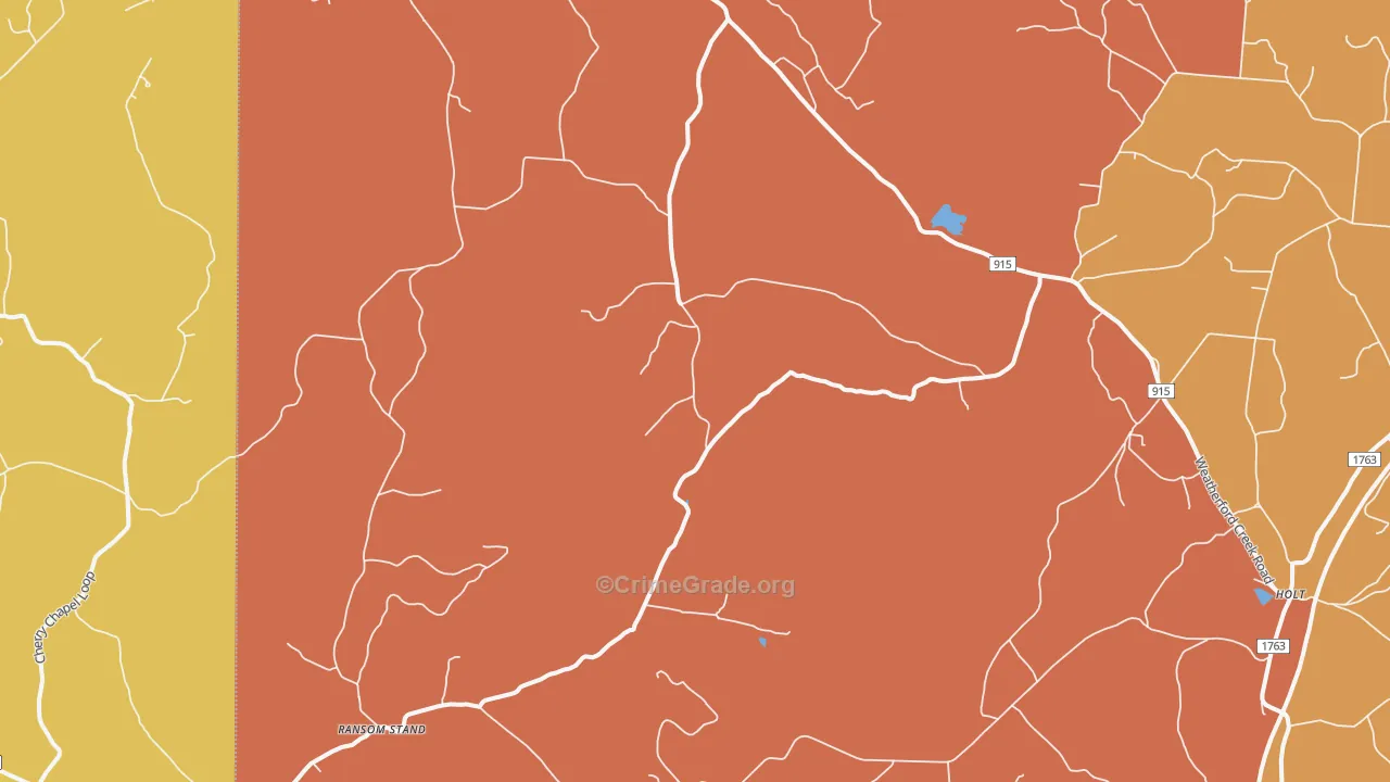 Lutts, TN Map of Burglary Rates