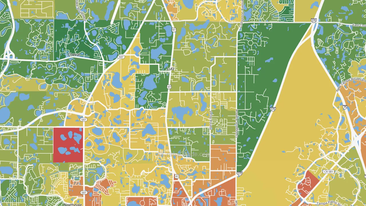 Lutz, FL Map of Burglary Rates