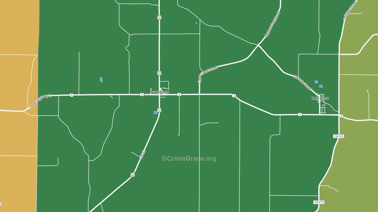 Luxemburg, IA Map of Burglary Rates